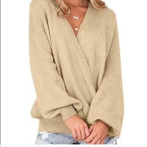 Long sleeve, oversized wrap sweater